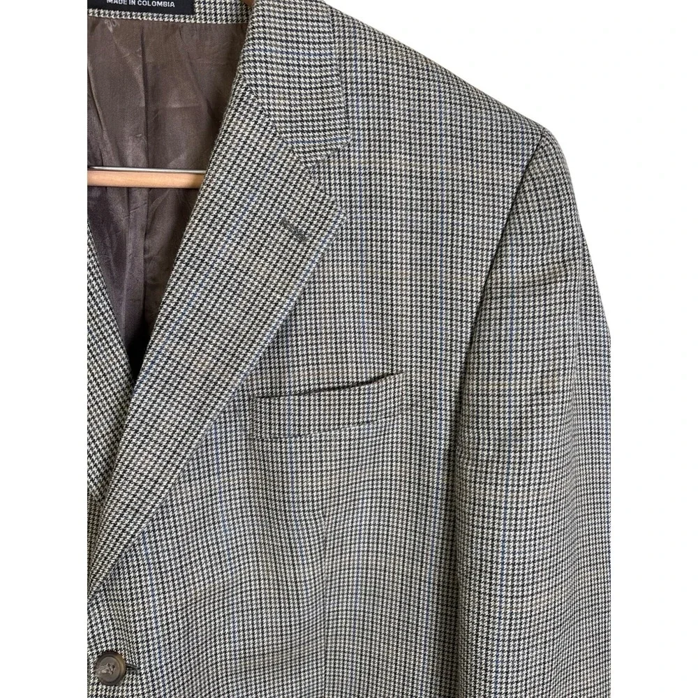 Lauren Ralph Lauren Sz 46 Houndstooth Plaid Blazer Lined Silk Blend Sport‎ Coat